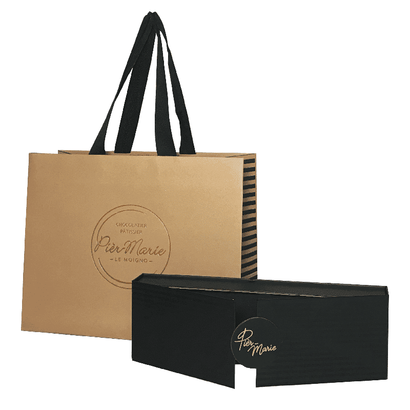 Sac kraft et boîte personnalisé pour chocolatier