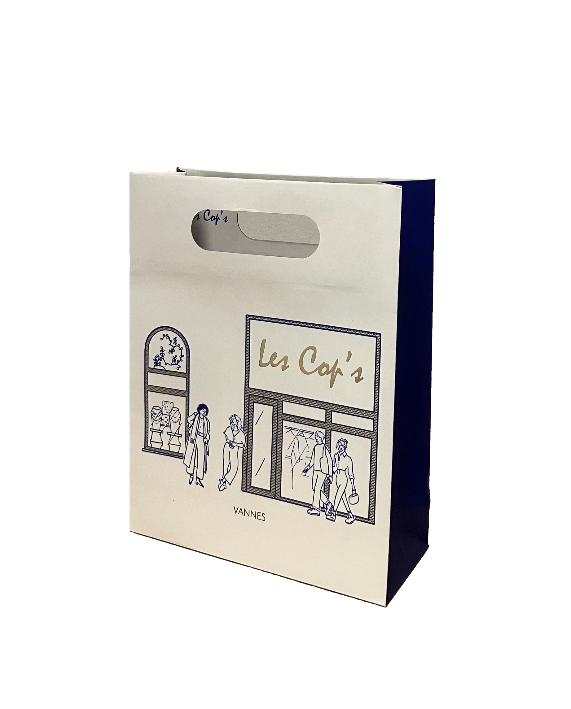 Sac papier luxe poignées découpées